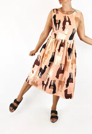 Obus pink linen llama dress size 1 / 8