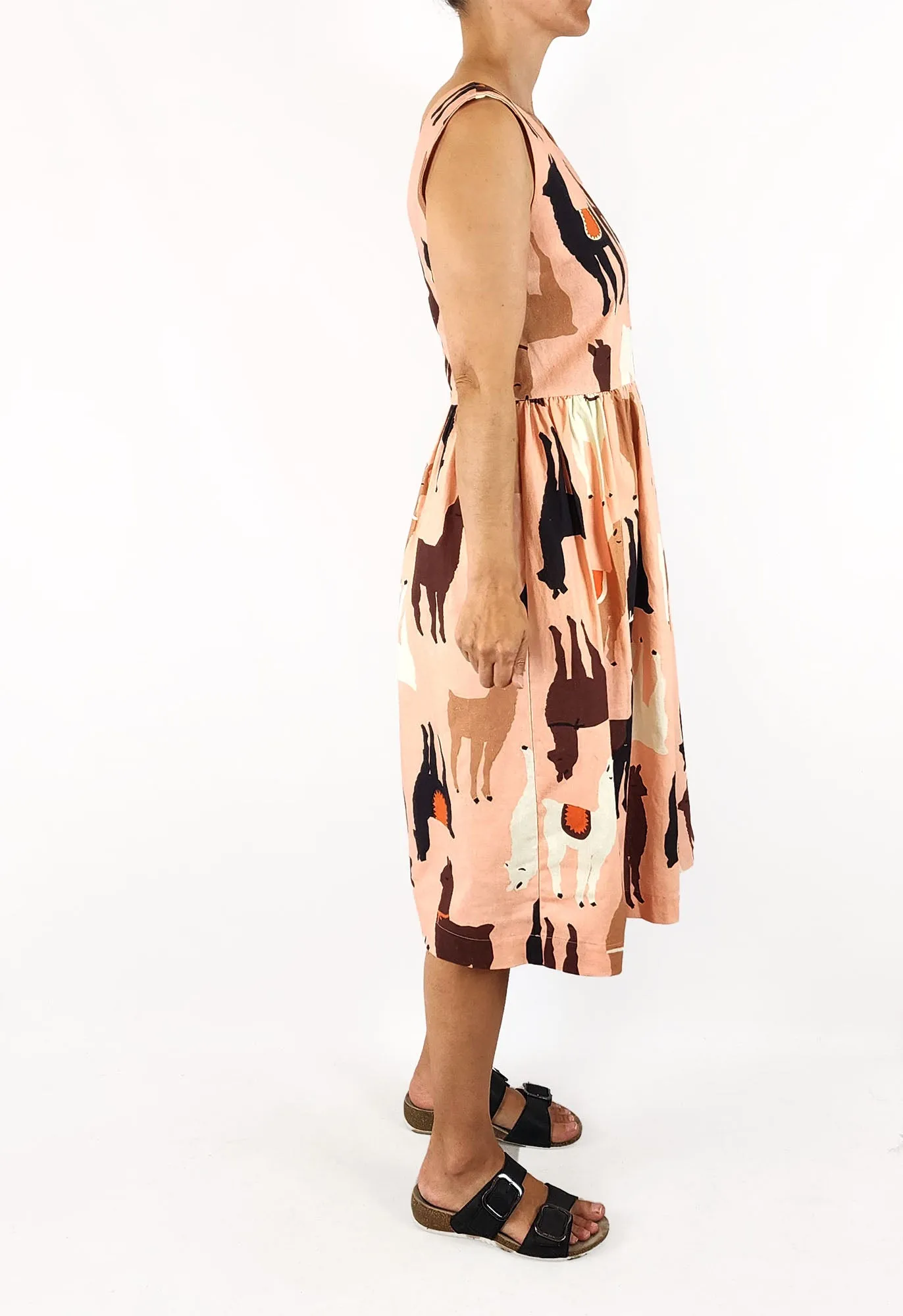 Obus pink linen llama dress size 1 / 8
