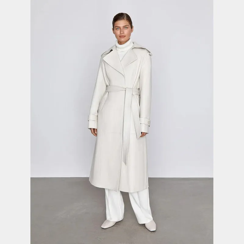 Off-White Leather Women's Trench Coat
