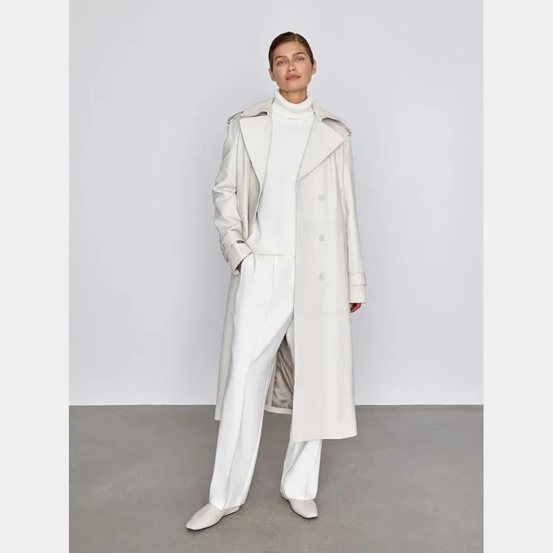 Off-White Leather Women's Trench Coat