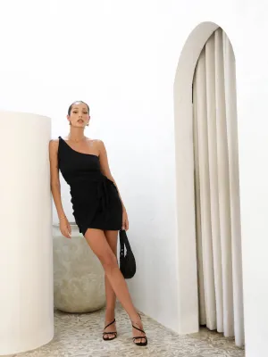 One Shoulder Knot Detail Mini Dress