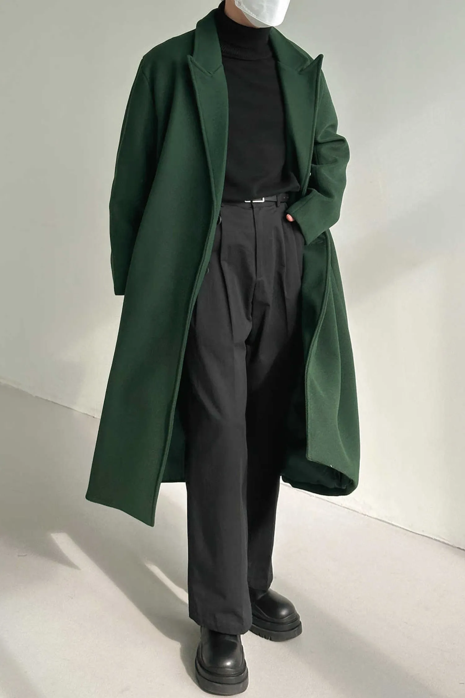 Over the Knee Woolen Windbreaker Coat