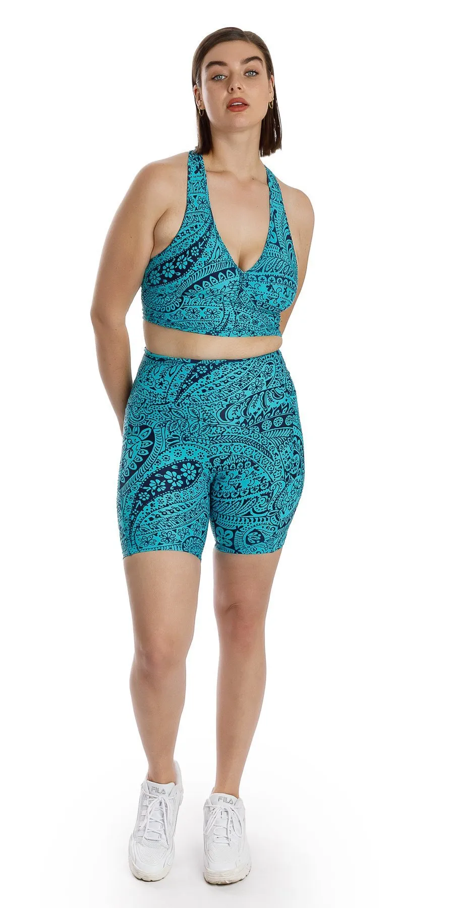 Paisley Tide Eco Midi Shorts with Pockets