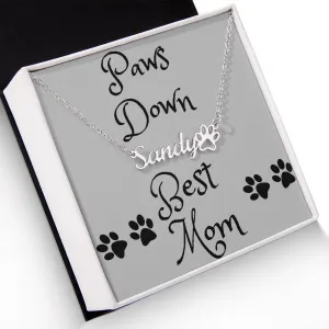 Paw Print Name Necklace - Paws Down Best Mom
