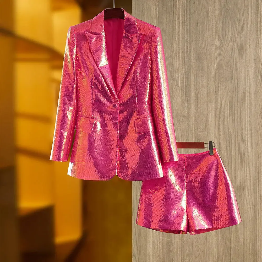 Personalized Rose Pink Suit Coat and Shorts Two-Piece Set