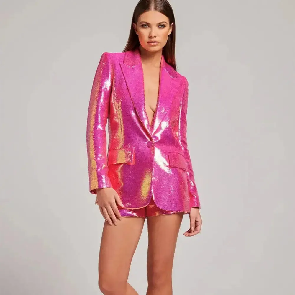 Personalized Rose Pink Suit Coat and Shorts Two-Piece Set