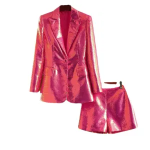 Personalized Rose Pink Suit Coat and Shorts Two-Piece Set