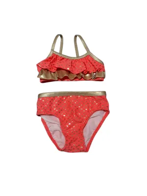 Pink and gold 2 piece heart swim suit size 6-12m