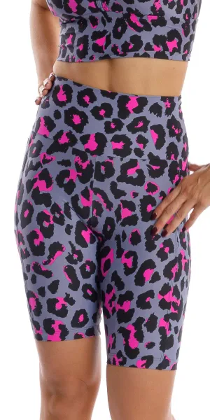 Pink Leopard Eco Biker Shorts with Pockets