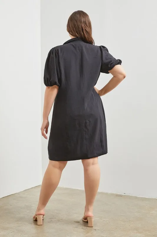 PLUS BLAZER BUTTON UP MINI DRESS