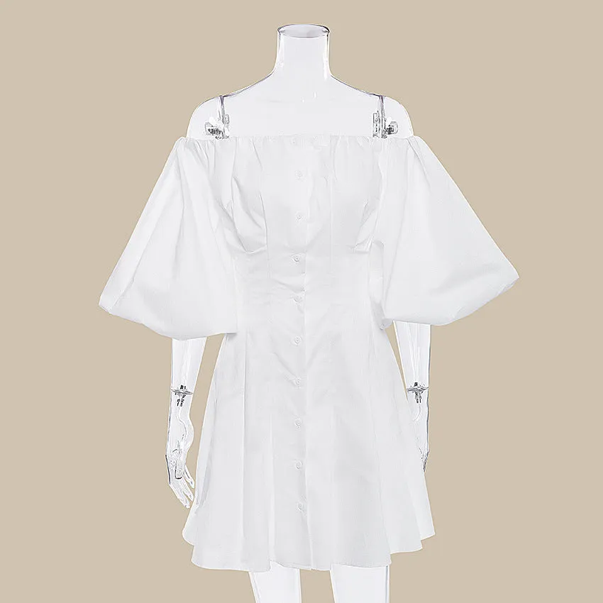 Puff Bubble Sleeve Off Shoulder Mini Dresses