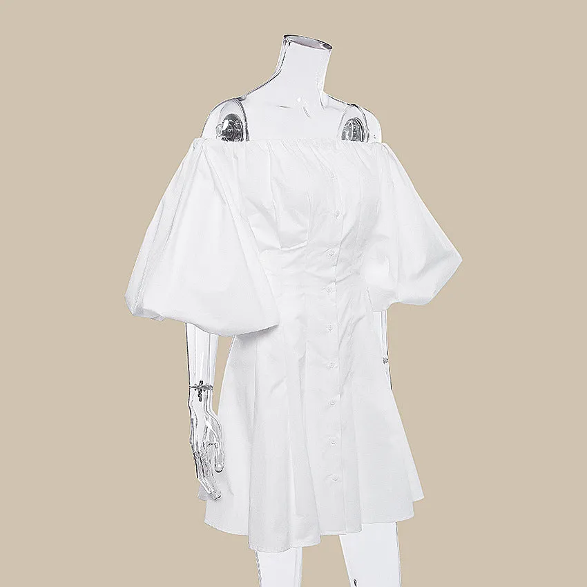 Puff Bubble Sleeve Off Shoulder Mini Dresses