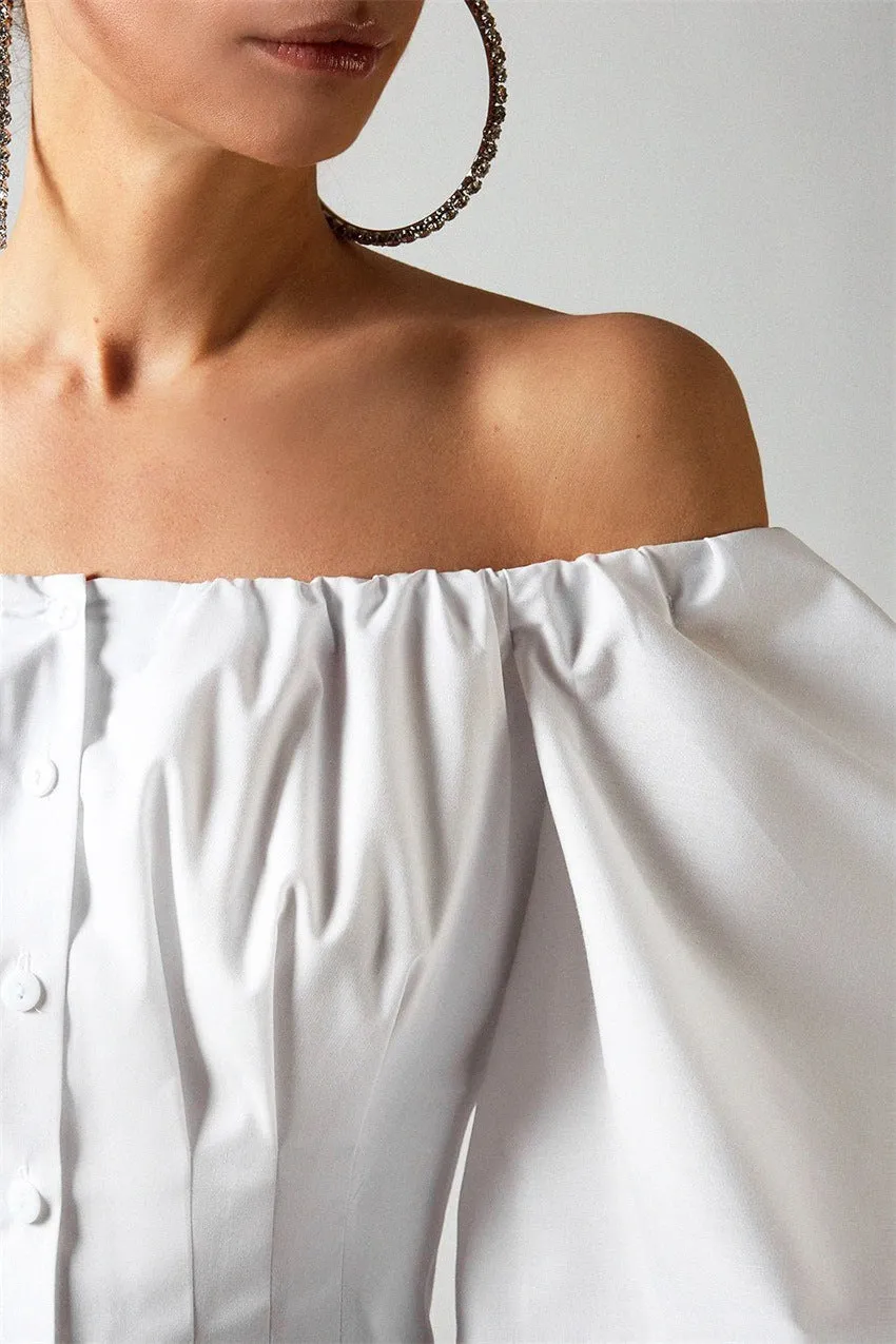 Puff Bubble Sleeve Off Shoulder Mini Dresses