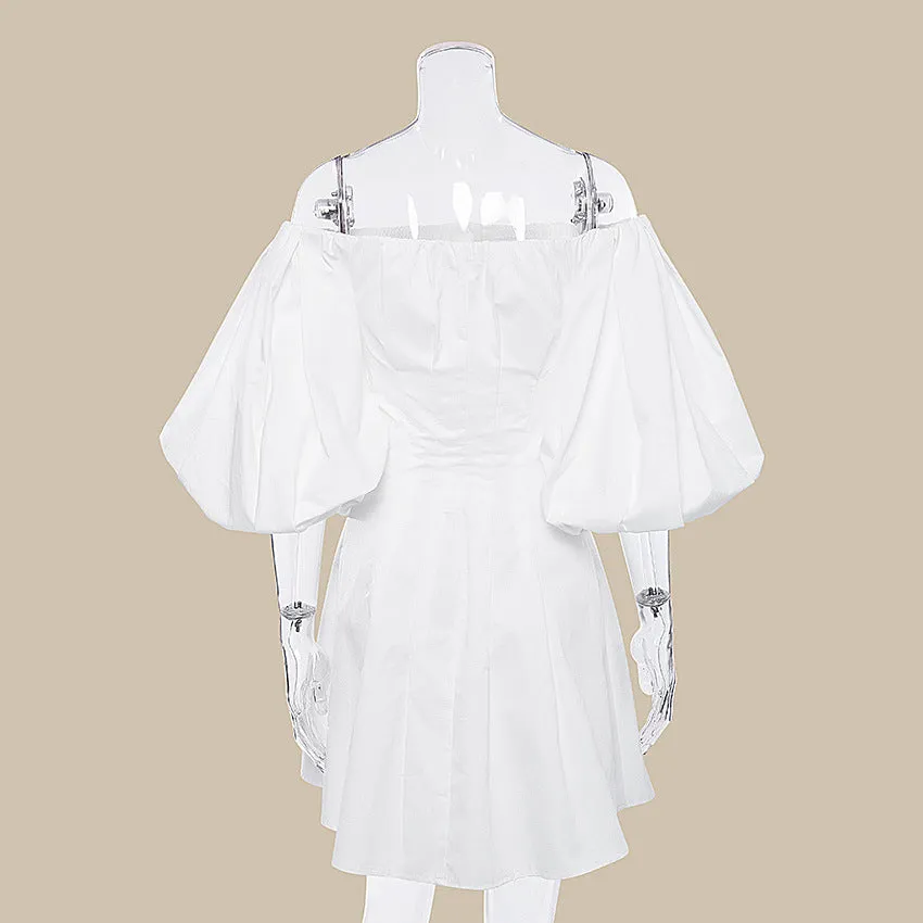 Puff Bubble Sleeve Off Shoulder Mini Dresses