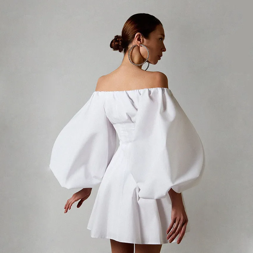Puff Bubble Sleeve Off Shoulder Mini Dresses
