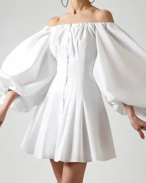 Puff Bubble Sleeve Off Shoulder Mini Dresses