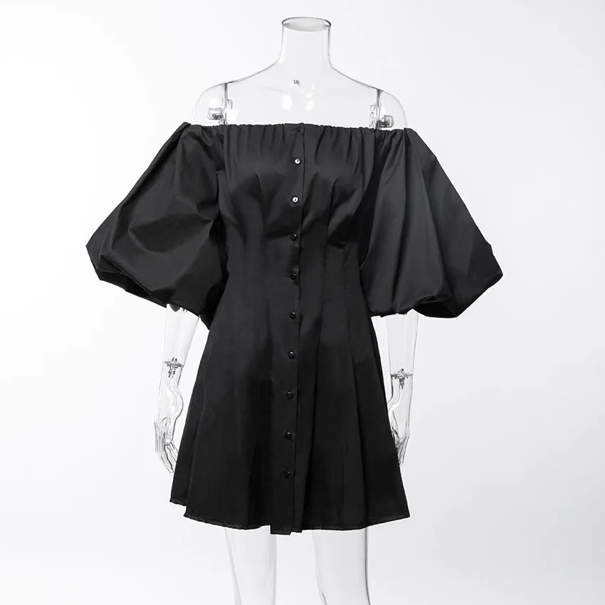 Puff Bubble Sleeve Off Shoulder Mini Dresses