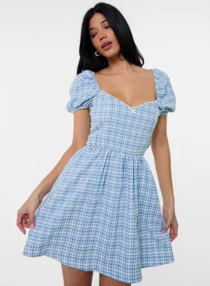 Puff Sleeve Gingham Dress
