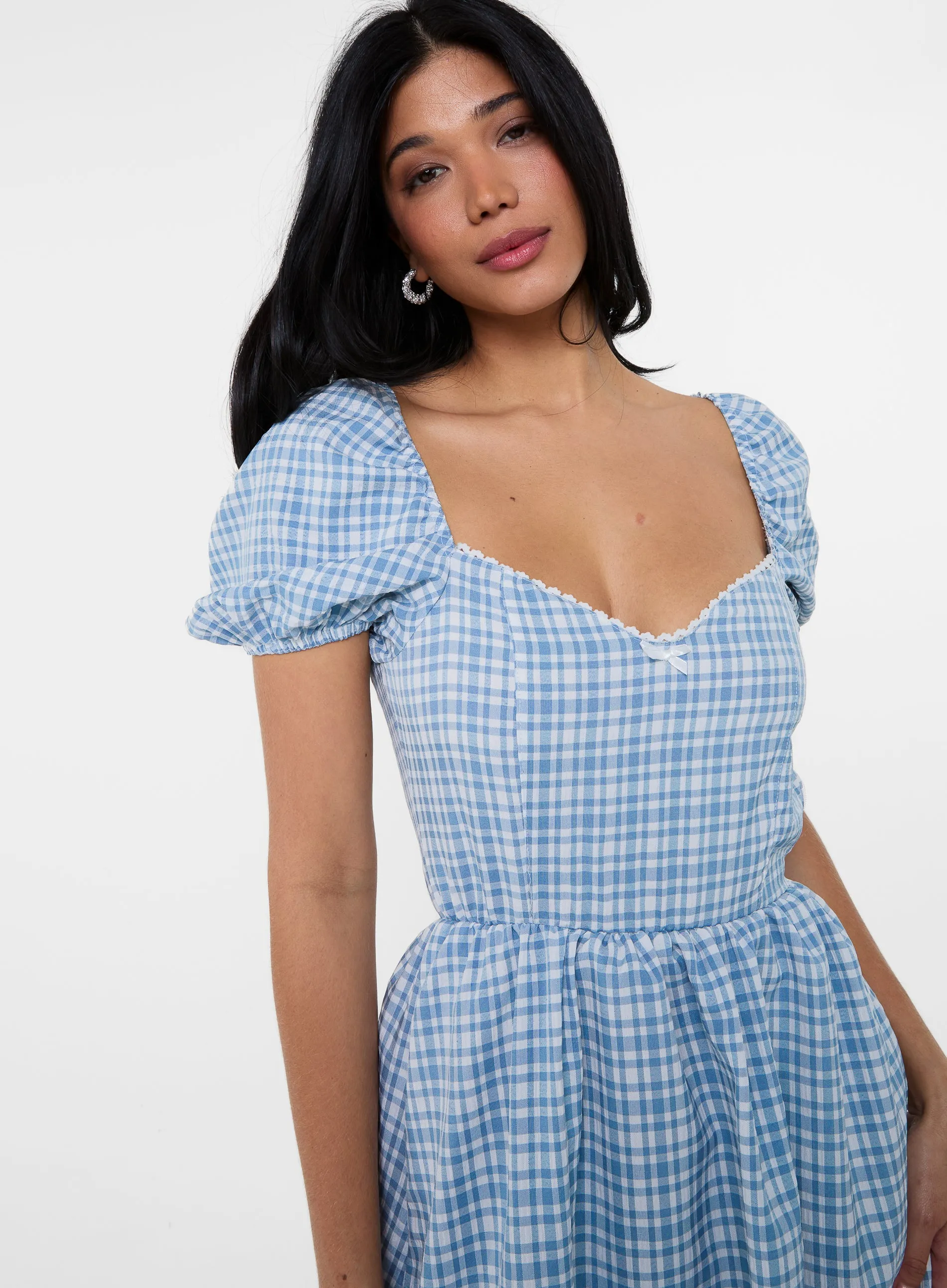 Puff Sleeve Gingham Dress