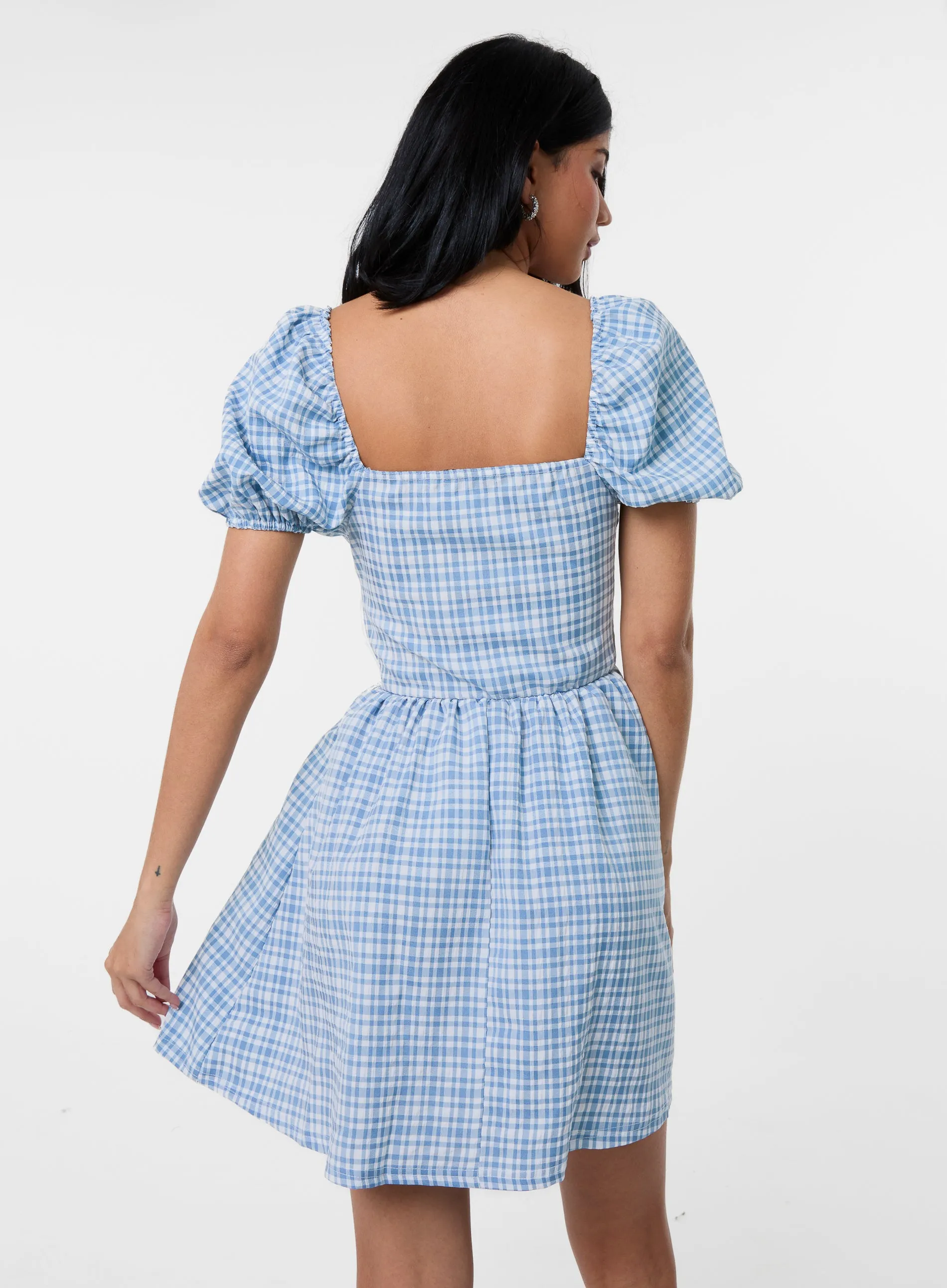 Puff Sleeve Gingham Dress