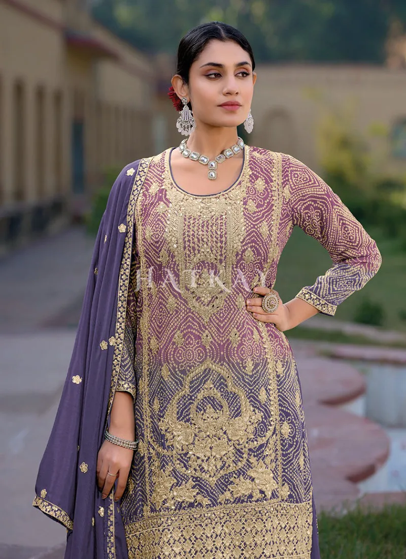 Purple And Pink Ombré Palazzo Suit