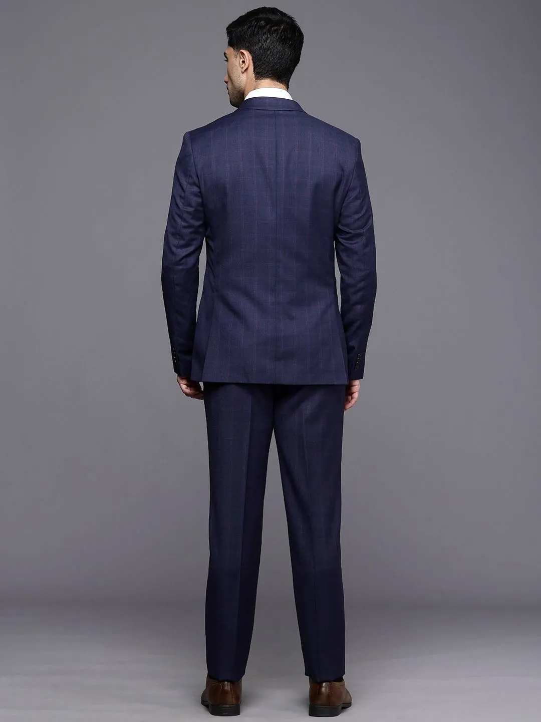 Raymond Slim Fit Checked Notched Lapel Single-Breasted Formal 2 Piece Suits