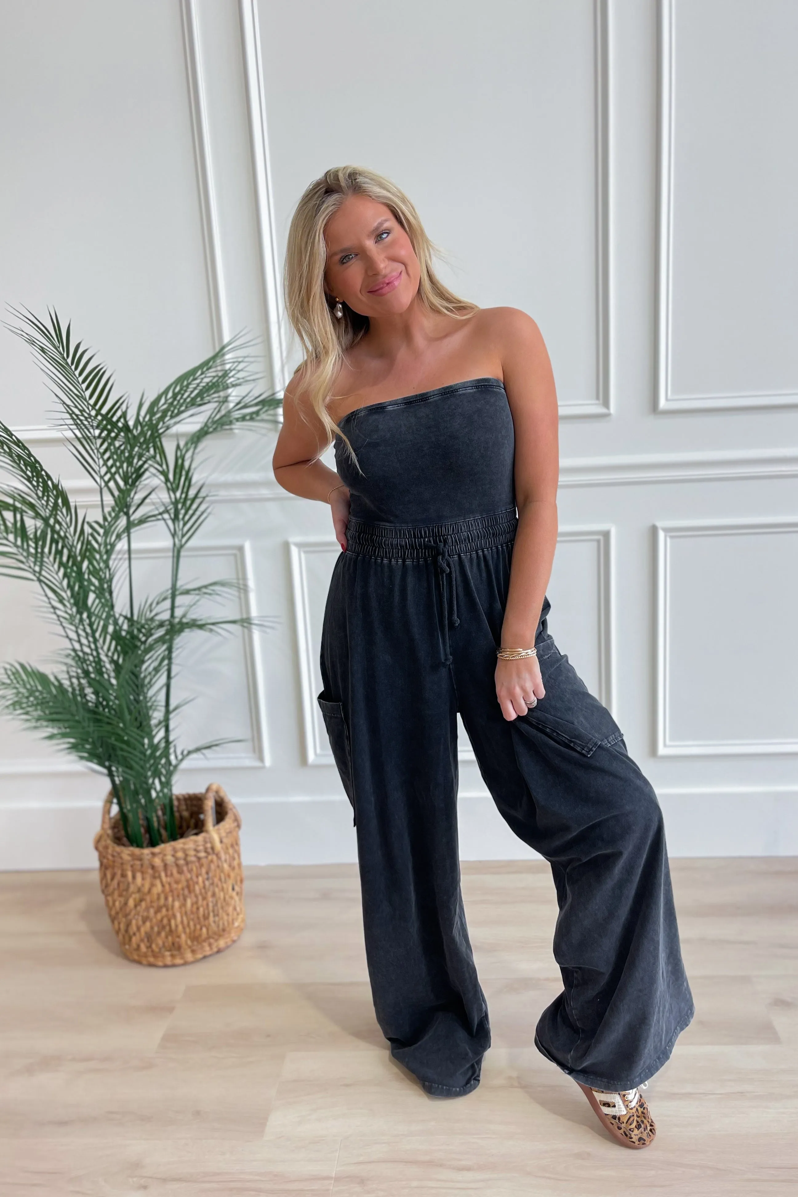 Reba Strapless Breezy Wide Leg Jumpsuit