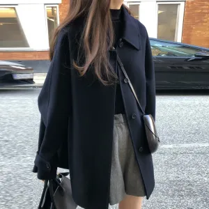 Retro Single-breasted Mid-length Woolen Jacket