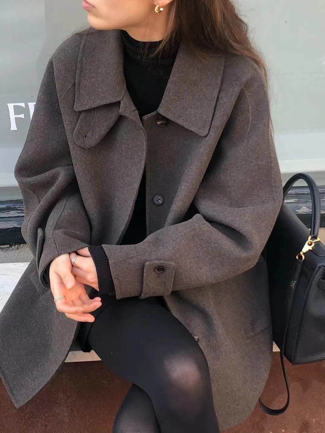 Retro Single-breasted Mid-length Woolen Jacket