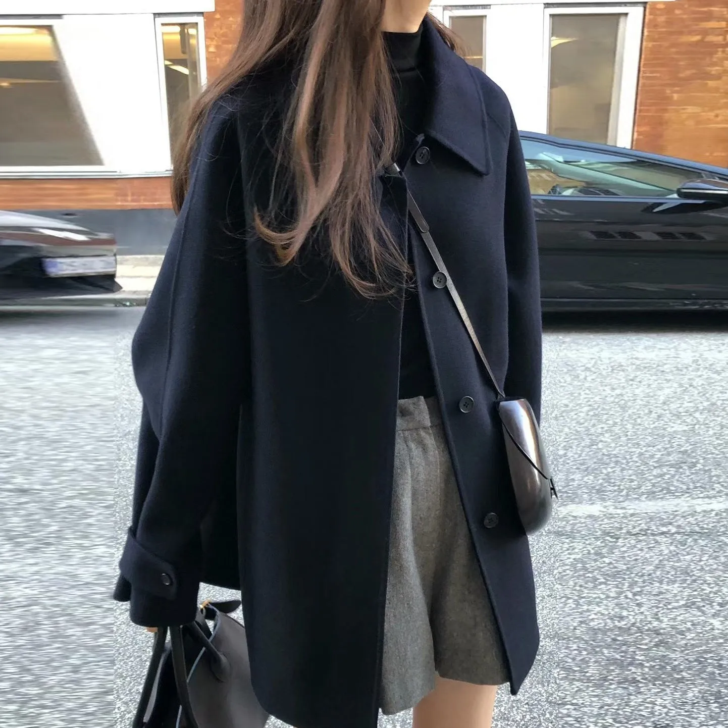 Retro Single-breasted Mid-length Woolen Jacket