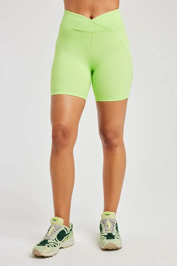 Ribbed Studio Biker Short- Pistachio