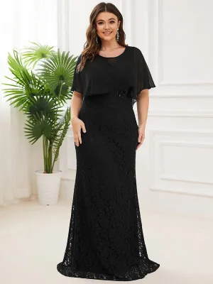 Robe de Mère de Mariée Ajustée et Évasée en Dentelle Capelet de Grande Taille(Vente finale)