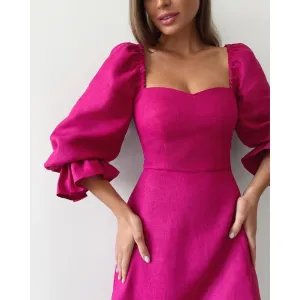 Rose Red Off The Shoulder Casual Fall Dresses