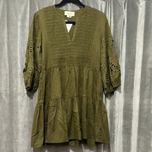 Sachin & Babi Olive Green 'KENDAL' 3/4 Sleeve Ruffle Bottom Mini Dress