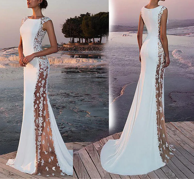 Sexy Perspective Dress Party Wedding Evening Dress Mopping Fishtail Party Evening Dress