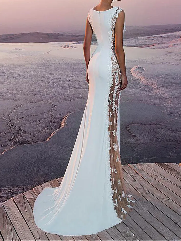 Sexy Perspective Dress Party Wedding Evening Dress Mopping Fishtail Party Evening Dress