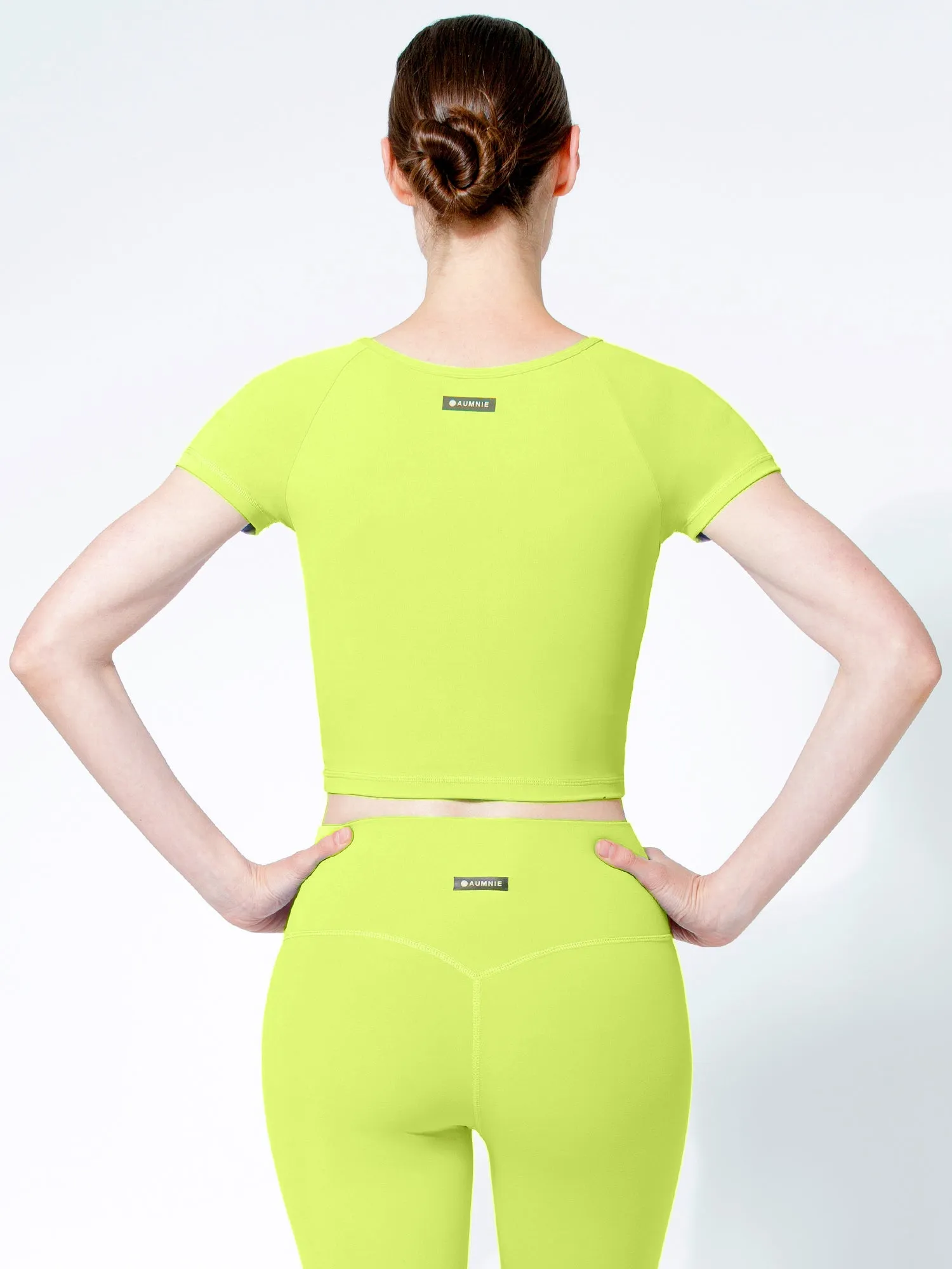 SHORT SLEEVE NUDE FRONT WRAP TEE, GLOW