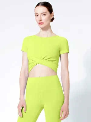 SHORT SLEEVE NUDE FRONT WRAP TEE, GLOW