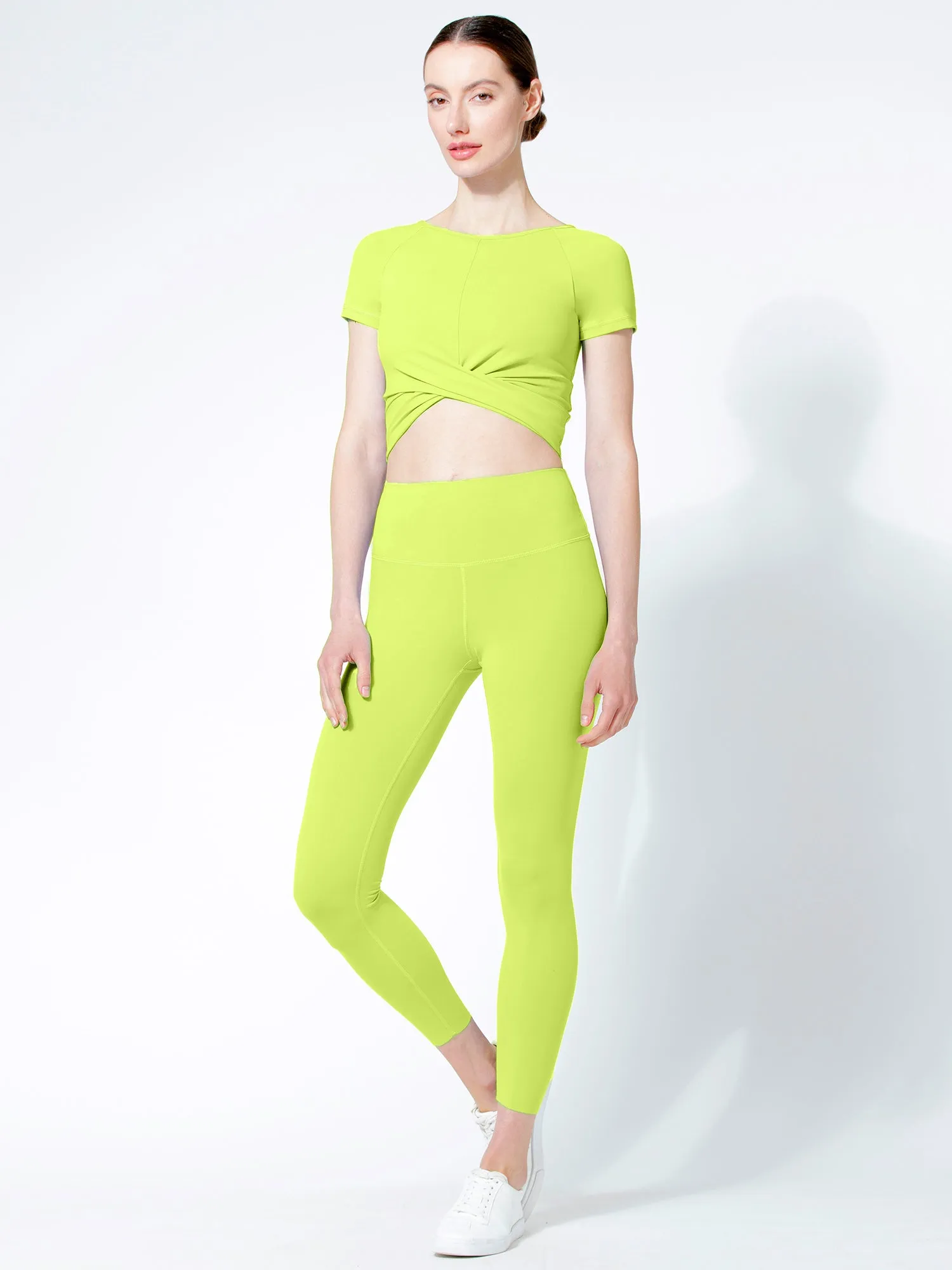 SHORT SLEEVE NUDE FRONT WRAP TEE, GLOW