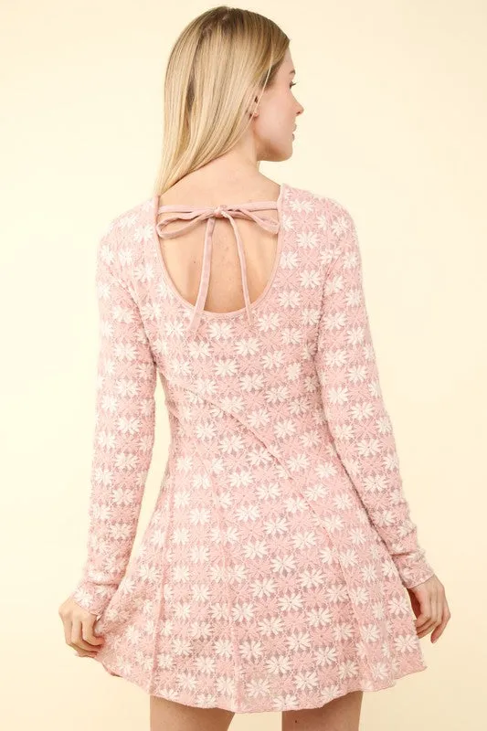 Soft Knit Floral Holiday Flare Mini Dres