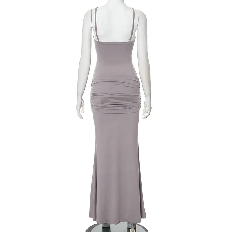 Spaghetti Strap Ruched Maxi Dress