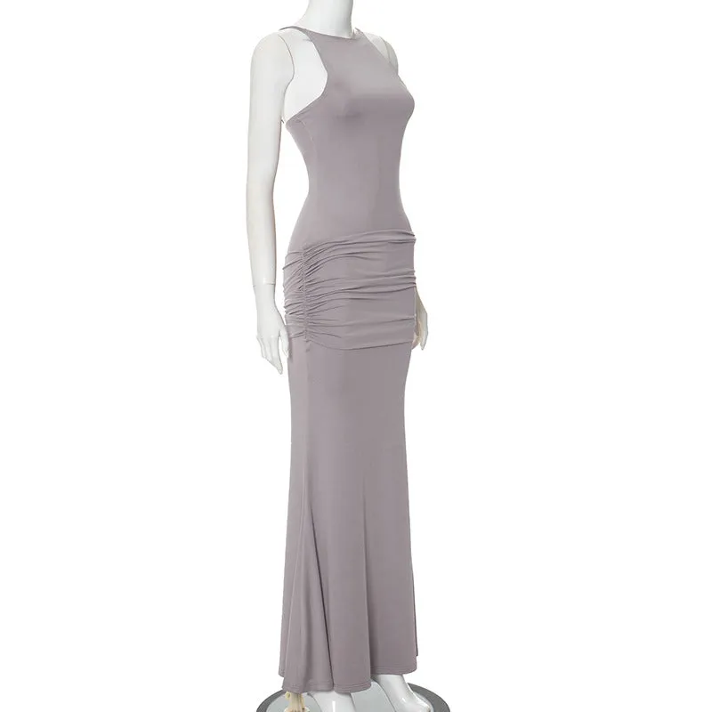 Spaghetti Strap Ruched Maxi Dress