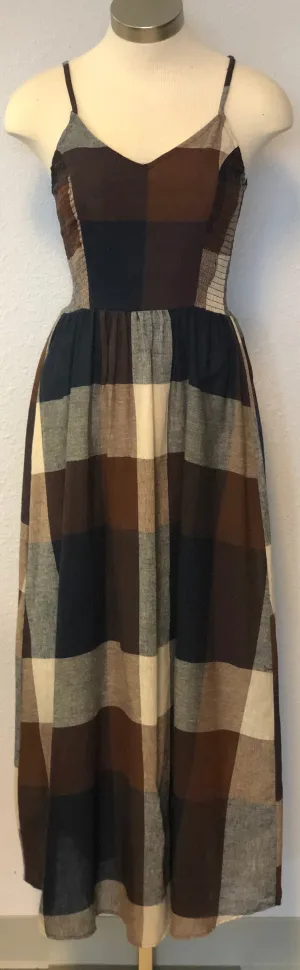 SPG STRAP PLAID MAXI DRESS