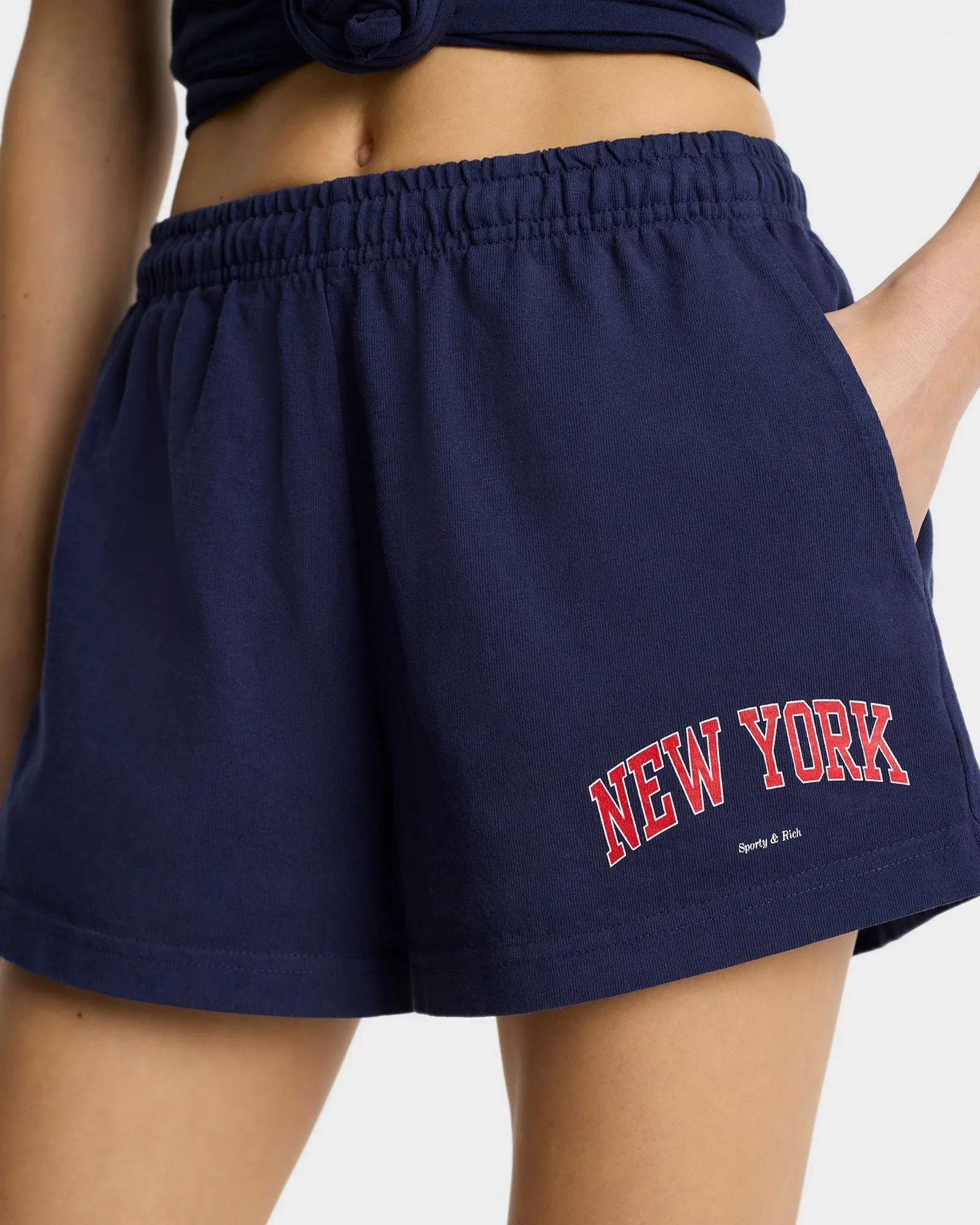 Sporty & Rich New York Ivy Disco Short in Dark Navy
