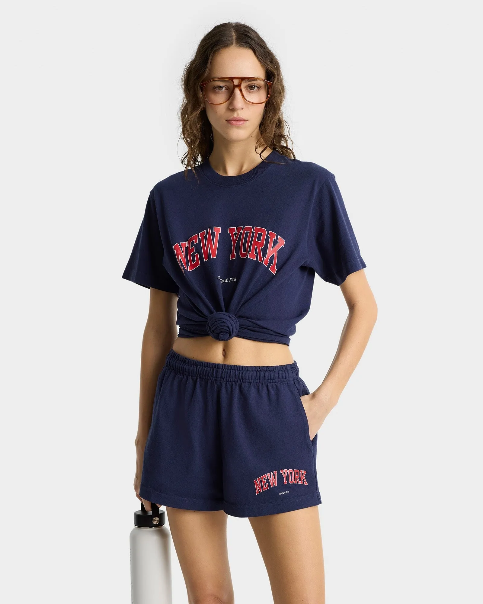 Sporty & Rich New York Ivy Disco Short in Dark Navy