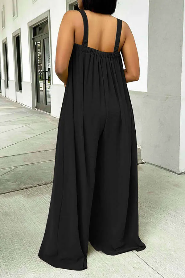 Stylish Sleeveless Wide Leg Jumpsuit