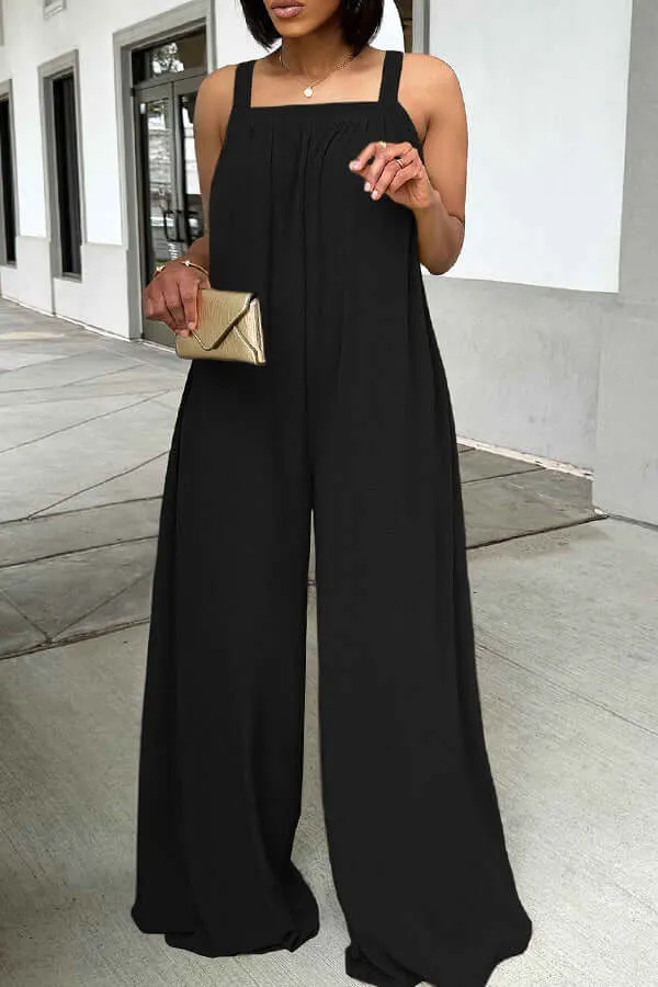Stylish Sleeveless Wide Leg Jumpsuit