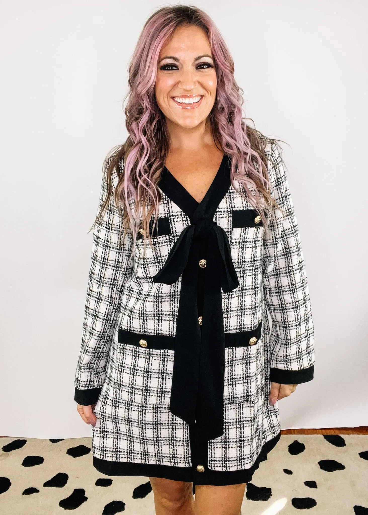 Tweed Black and White Mini Dress