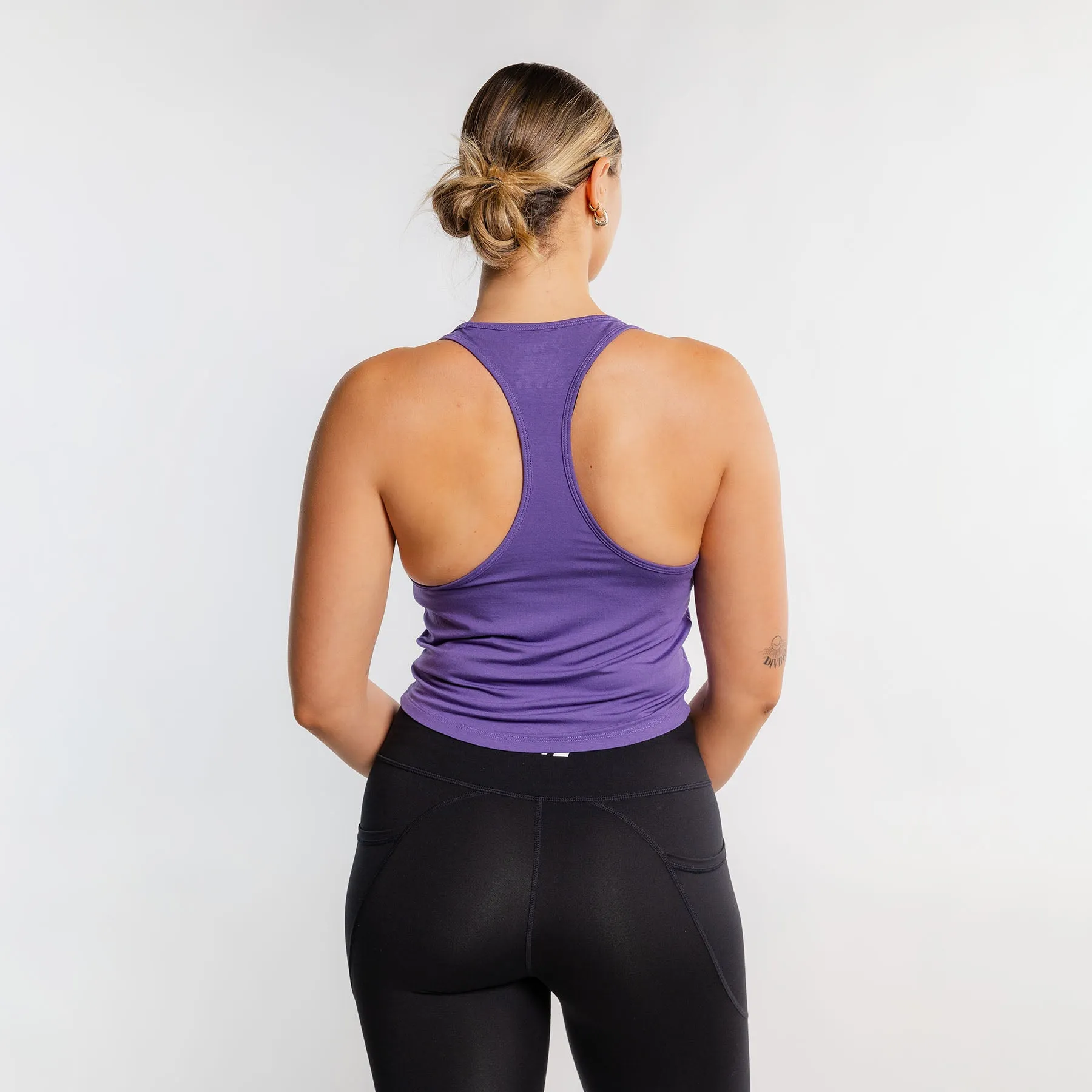 TWL - WOMEN'S EVERYDAY RACERBACK CROP TANK - DAHLIA/WHITE