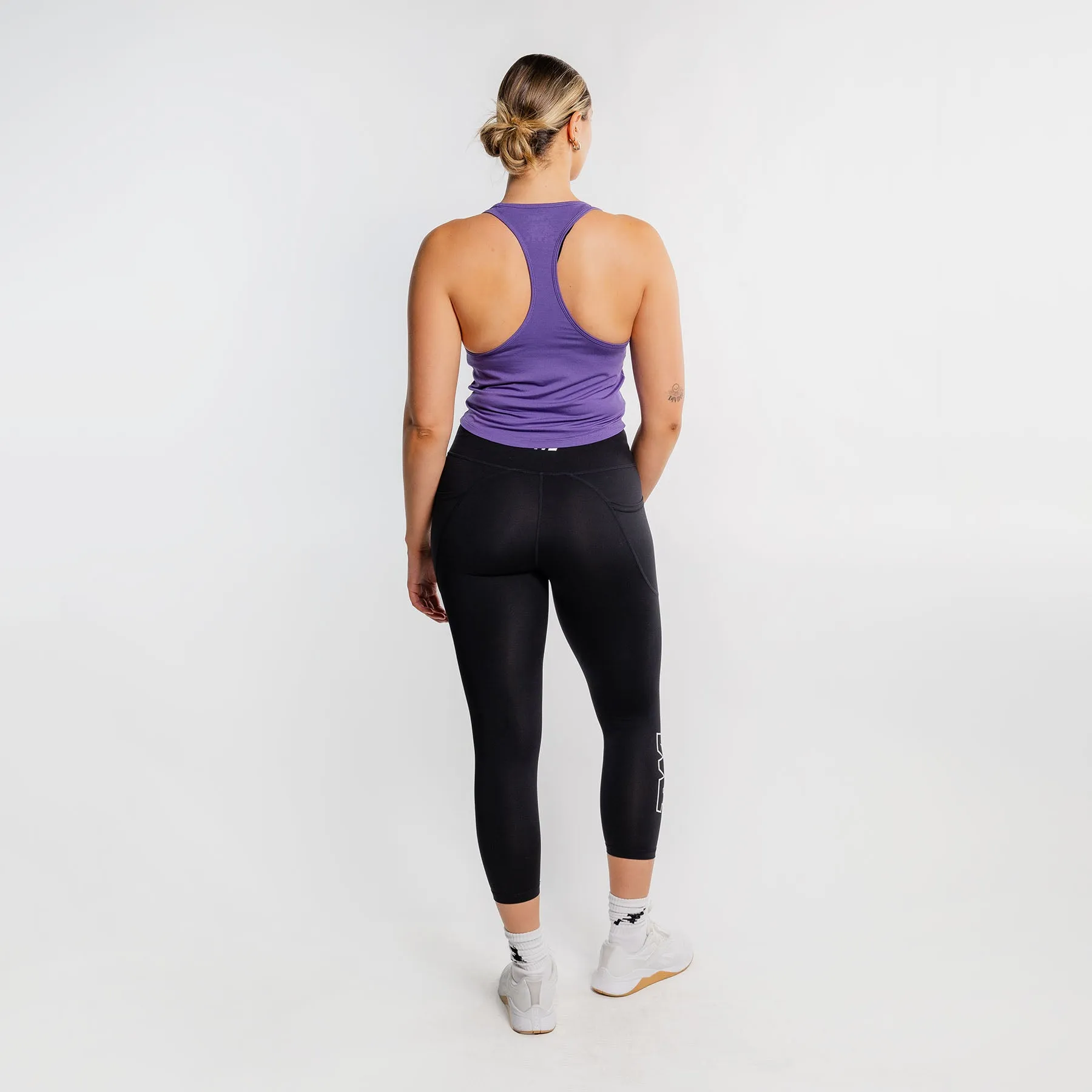 TWL - WOMEN'S EVERYDAY RACERBACK CROP TANK - DAHLIA/WHITE